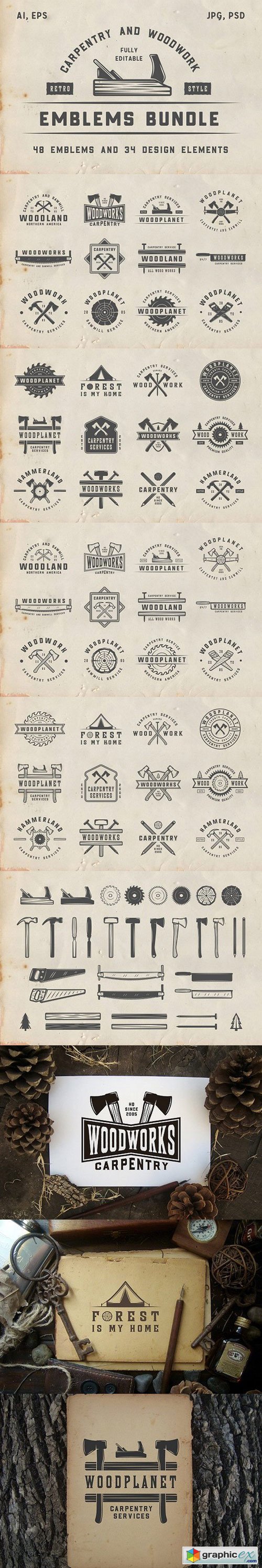 Vintage Carpentry Emblems Bundle