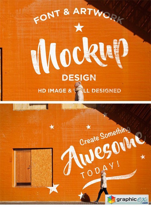 Font & Artwork HD Wall Mockup Design