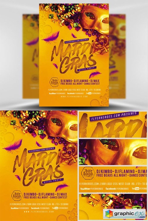 Mardi Gras After Party Flyer Template