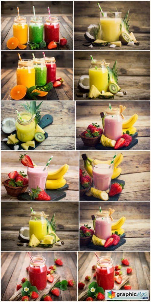 Healthy fruit and vegetable smoothies 12X JPEG