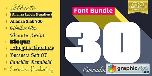 Corradine Fonts Bestsellers Font Bundle - 30 Fonts