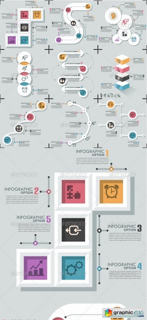 Set Of 9 Flat Infographic Options Templates 8182281