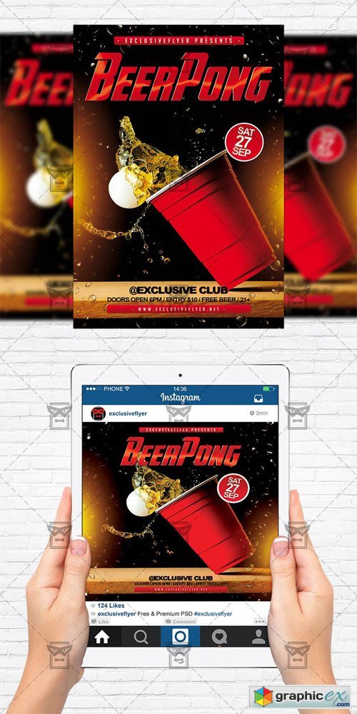 Beer Pong Championship - Flyer Template+Instagram Size Flyer
