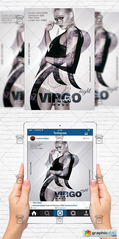 Virgo Night - Flyer Template+Instagram Size Flyer