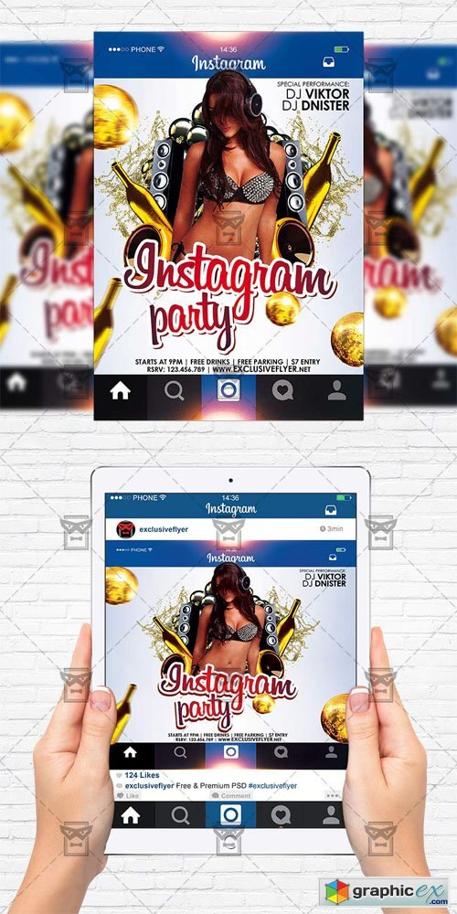 Instagram Party - Flyer Template+Instagram Size Flyer