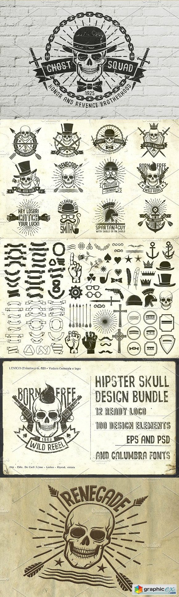 Hipster Skull Design Bundle