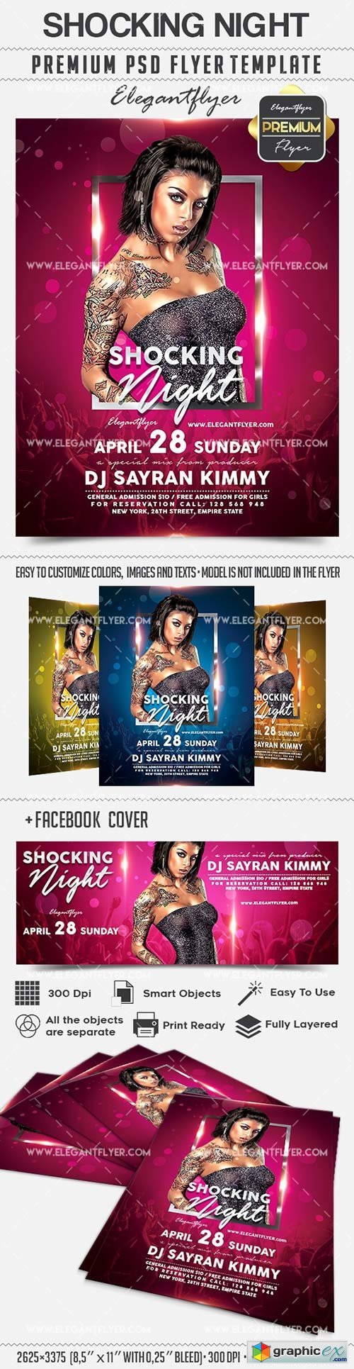 Shocking Night  Flyer PSD Template + Facebook Cover