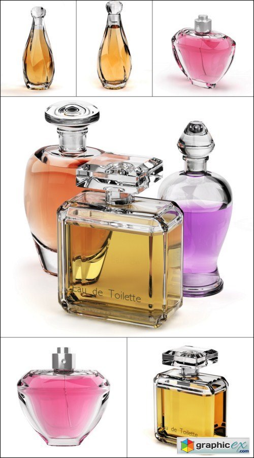 Perfume glass bottles isolated 6X JPEG