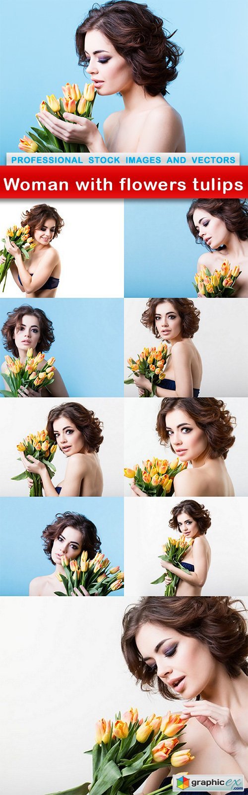 Woman with flowers tulips - 10 UHQ JPEG