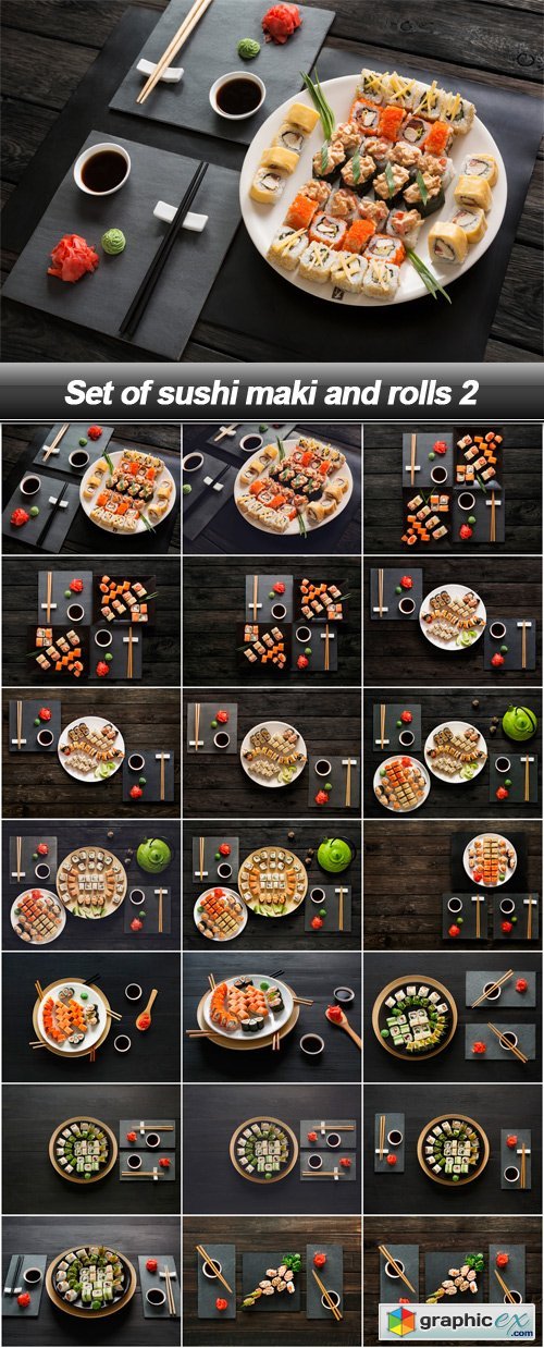 Set of sushi maki and rolls 2 - 21 UHQ JPEG