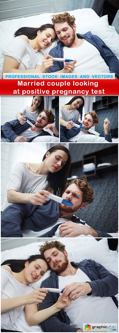 Married couple looking at positive pregnancy test - 5 UHQ JPEG