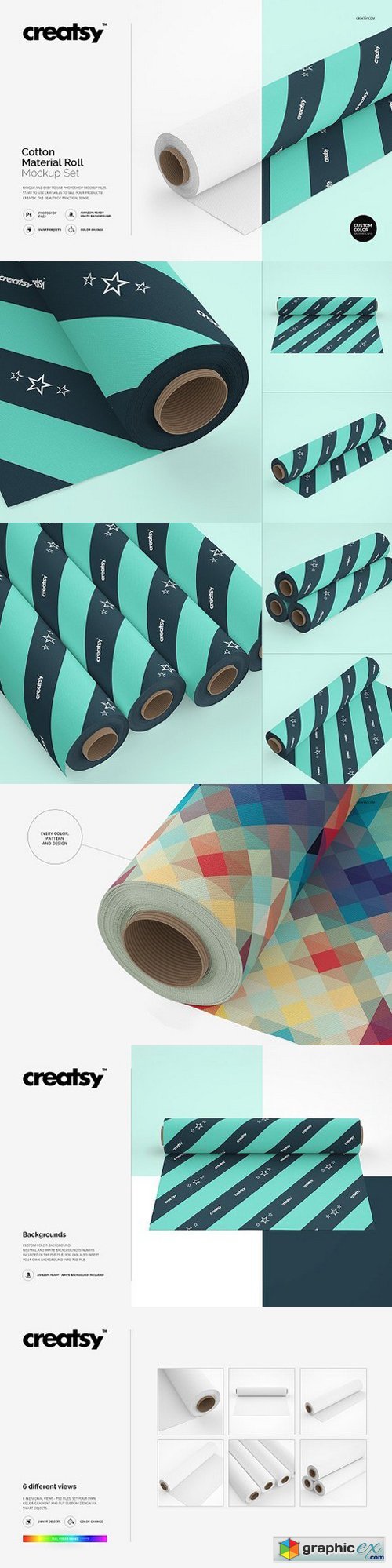 Cotton Material Roll Mockup Set
