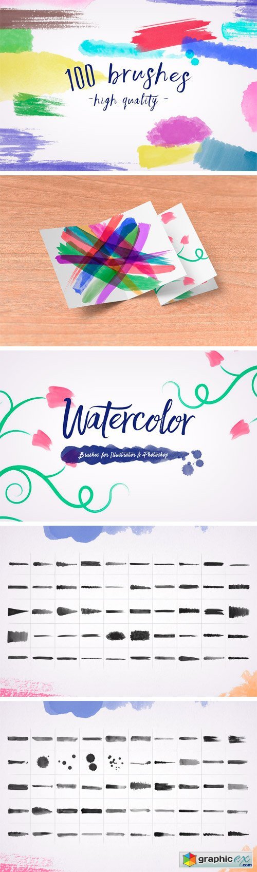 100 Watercolor Brushes