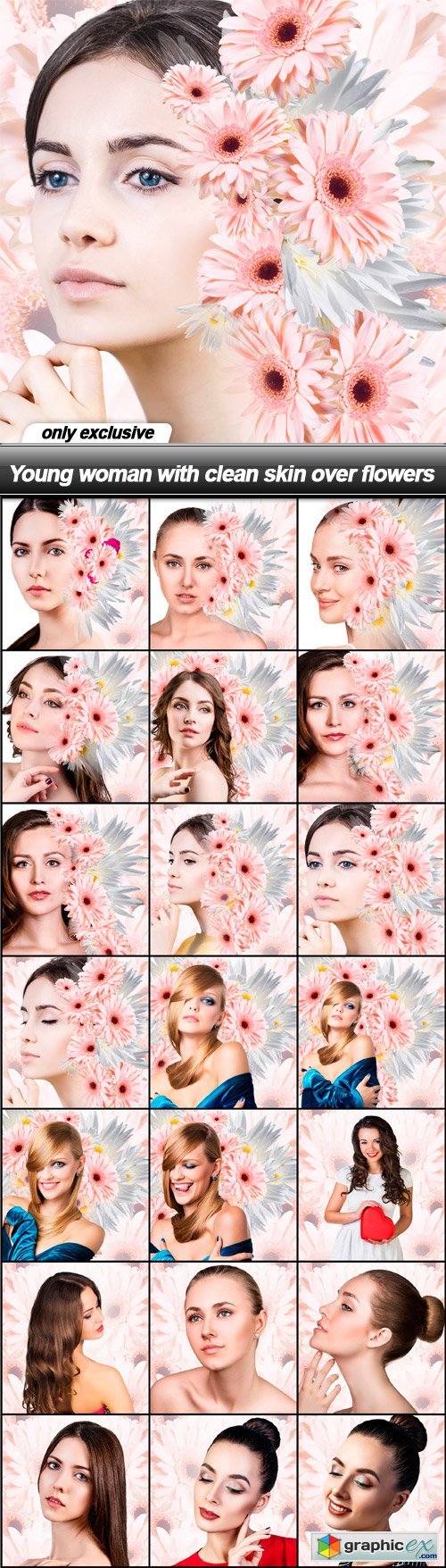 Young woman with clean skin over flowers - 21 UHQ JPEG