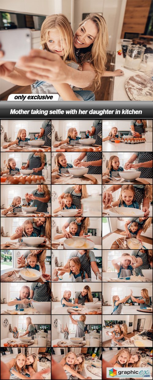 Mother taking selfie with her daughter in kitchen - 25 UHQ JPEG