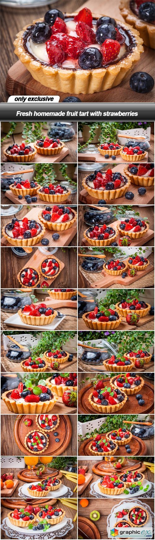 Fresh homemade fruit tart with strawberries - 21 UHQ JPEG