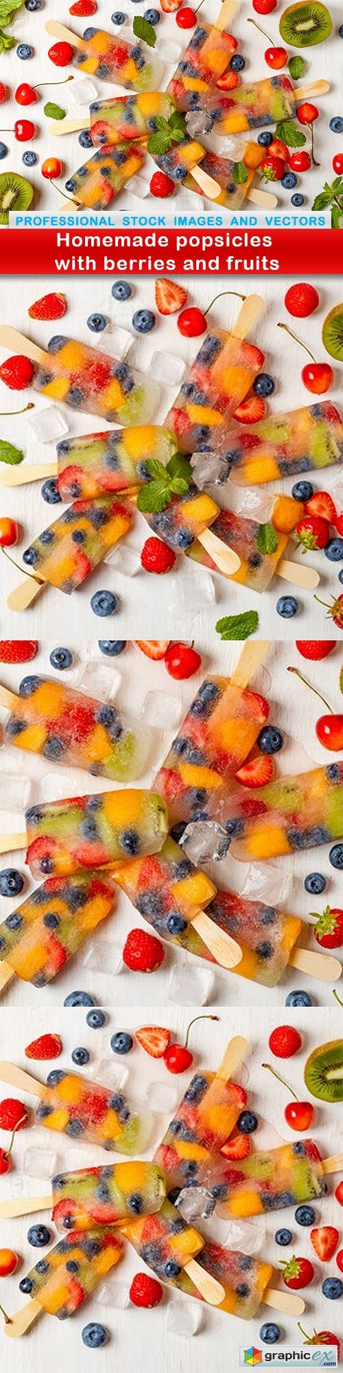 Homemade popsicles with berries and fruits - 4 UHQ JPEG
