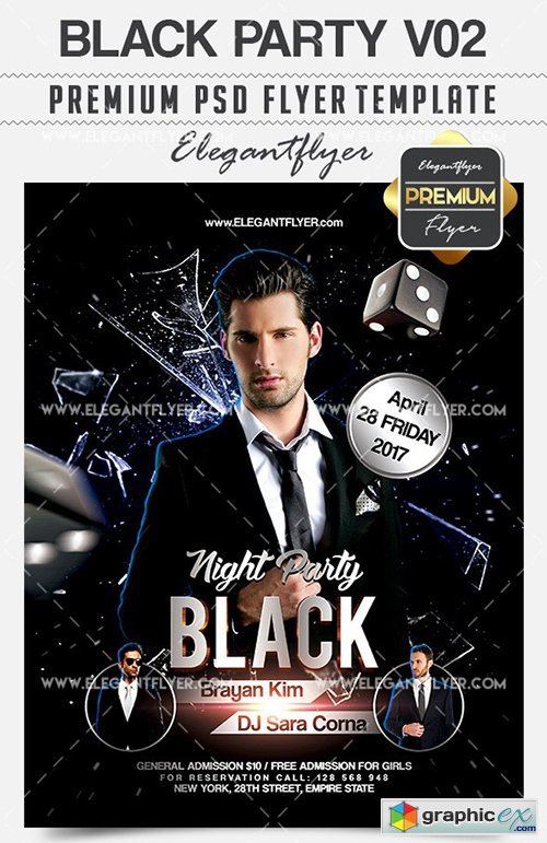 Black Party V02  Flyer PSD Template + Facebook Cover