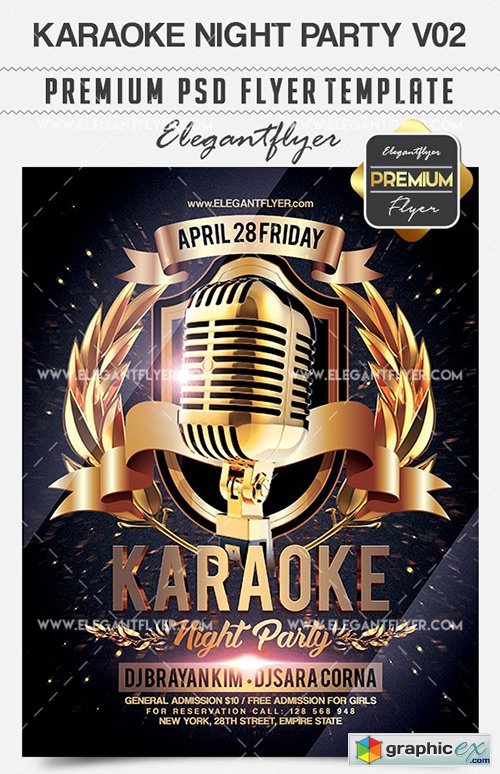Karaoke Night Party V02  Flyer PSD Template + Facebook Cover