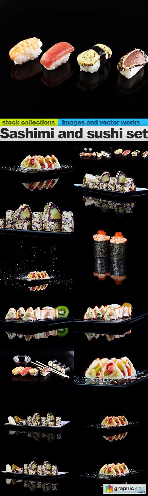 Sashimi and sushi set, 15 x UHQ JPEG