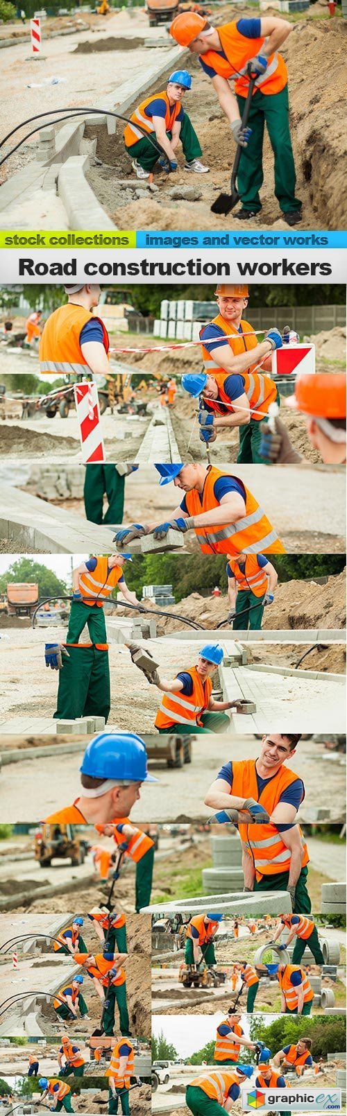 Road construction workers, 15 x UHQ JPEG