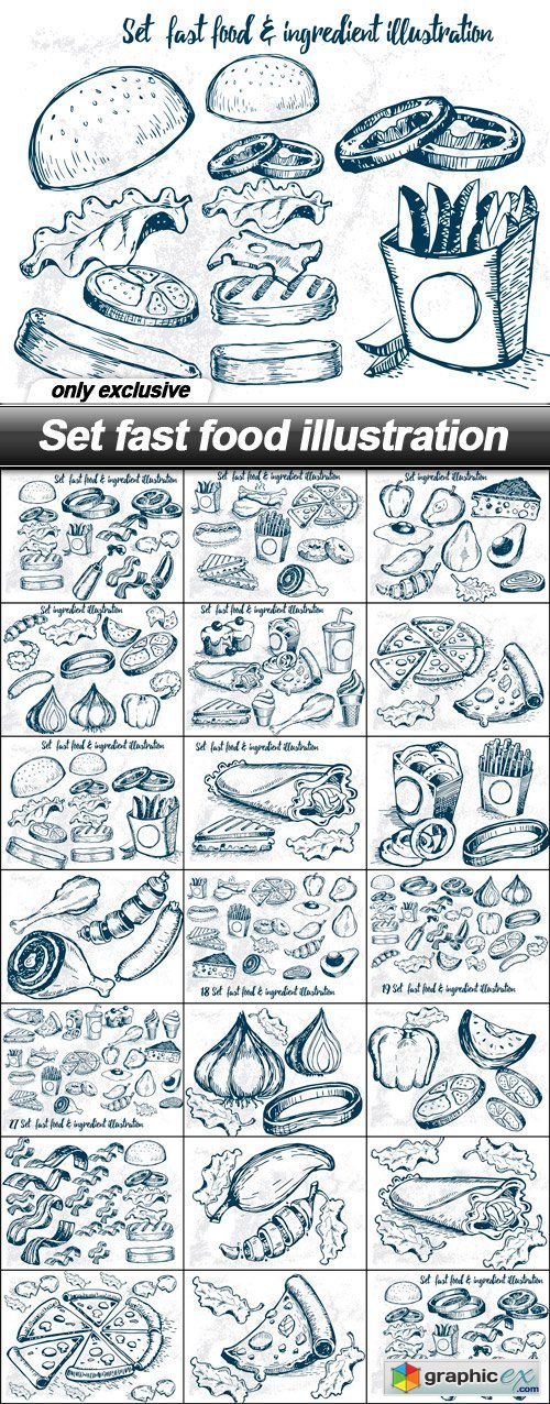 Set fast food illustration - 20 EPS