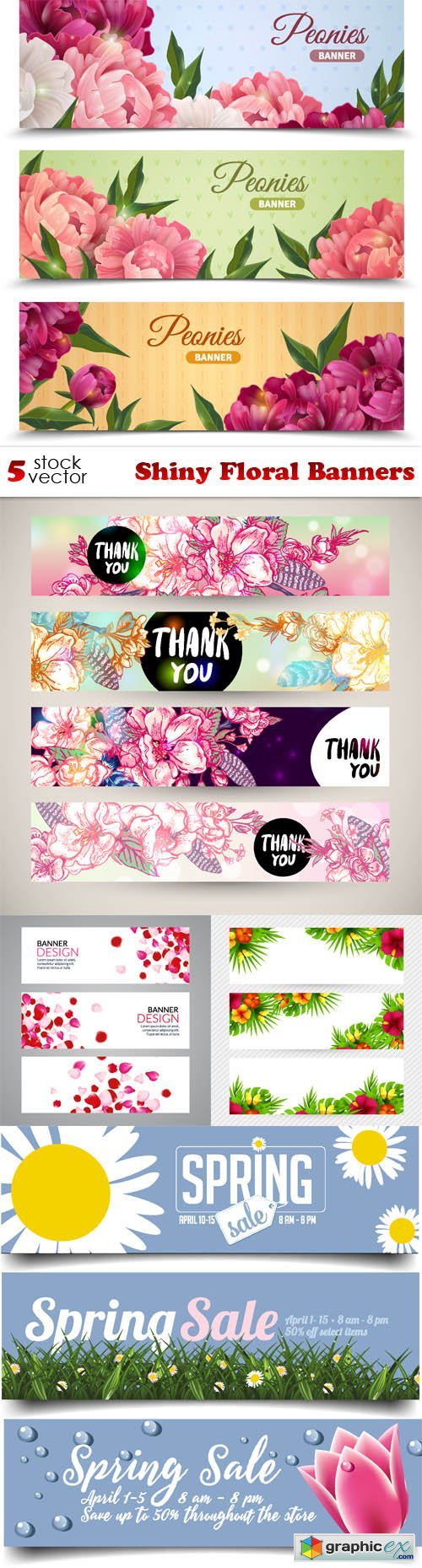 Shiny Floral Banners