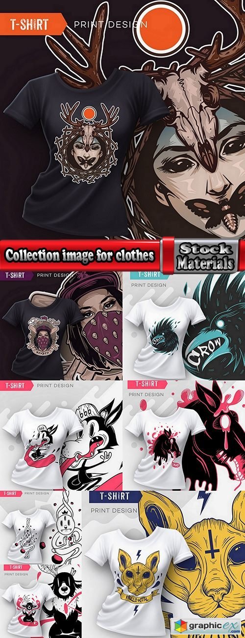 Collection image for clothes image for T-shirt template example stickers 6-8 EPS