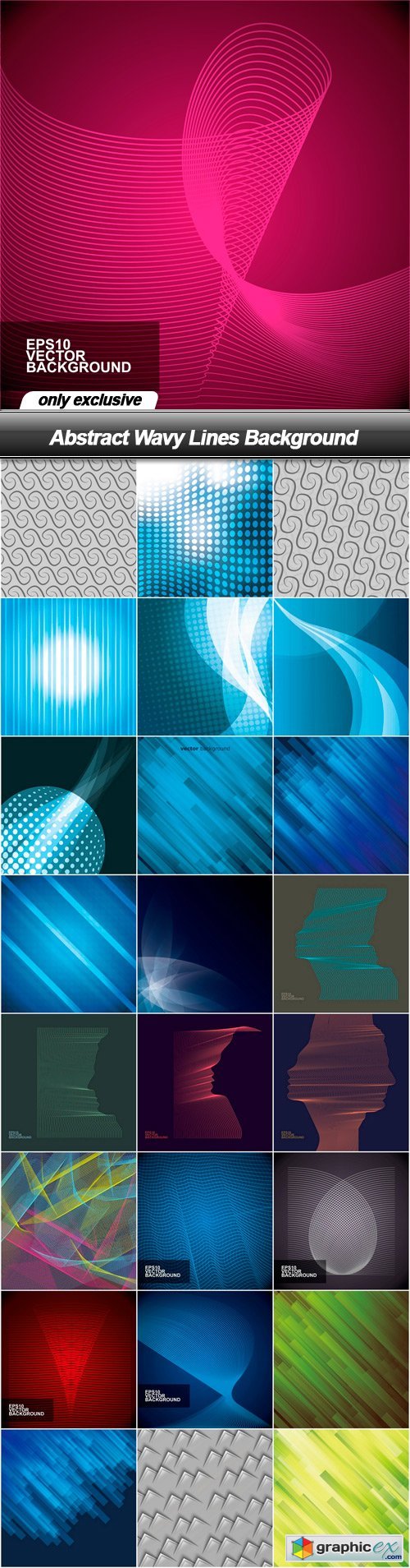 Abstract Wavy Lines Background - 25 EPS