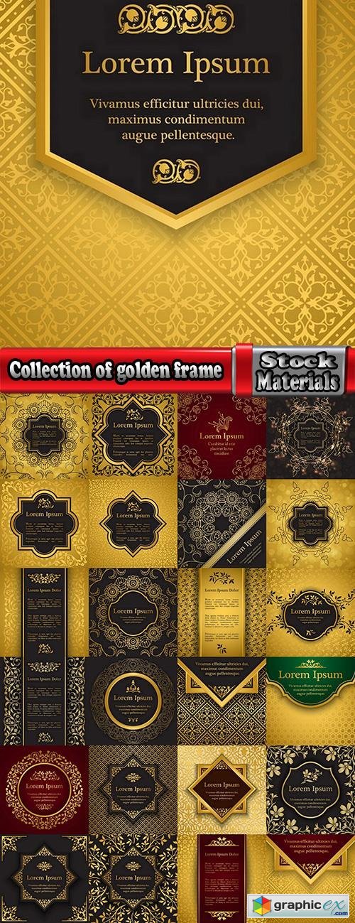 Collection of golden frame border invitation card cover ethnic ornament vector pattern picture 25 EPS