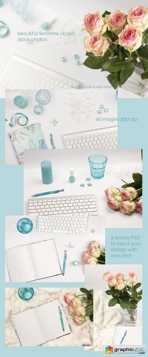 Turquoise - 18 stock images + a PSD