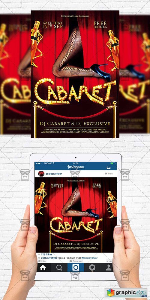 Cabaret Night - Flyer Template + Instagram Size Flyer