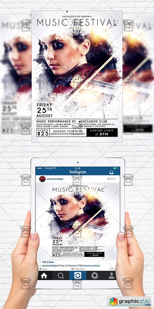 Music Festival - Flyer Template + Instagram Size Flyer