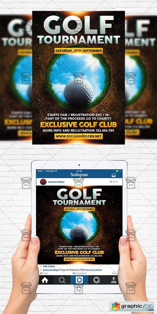 Golf Tournament - Flyer Template + Instagram Size Flyer