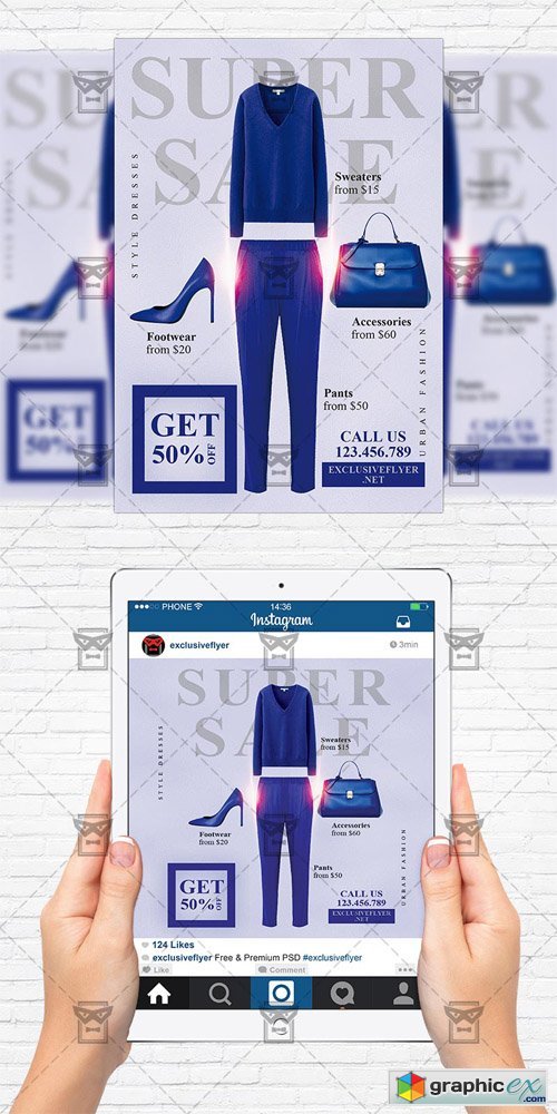 Super Sale - Flyer Template + Instagram Size Flyer