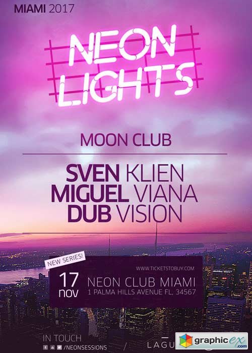 Neon City Club V7 Flyer and Poster Template