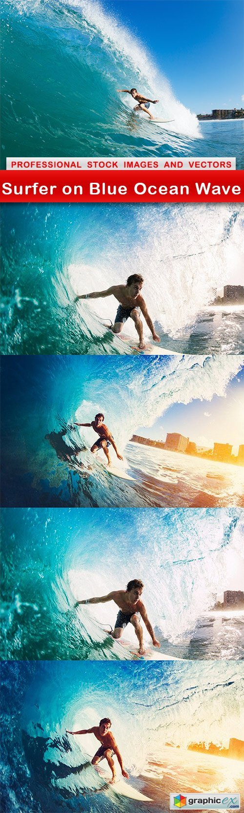 Surfer on Blue Ocean Wave - 5 UHQ JPEG