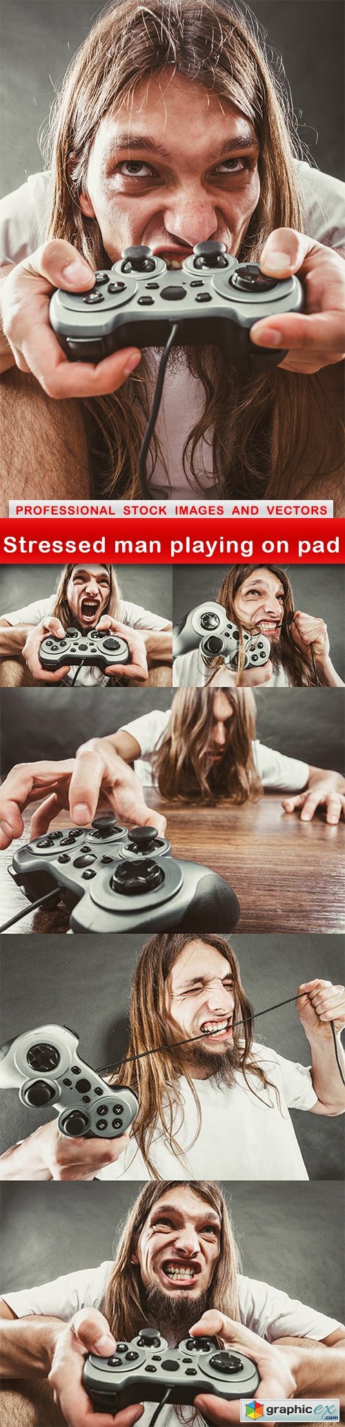 Stressed man playing on pad - 6 UHQ JPEG