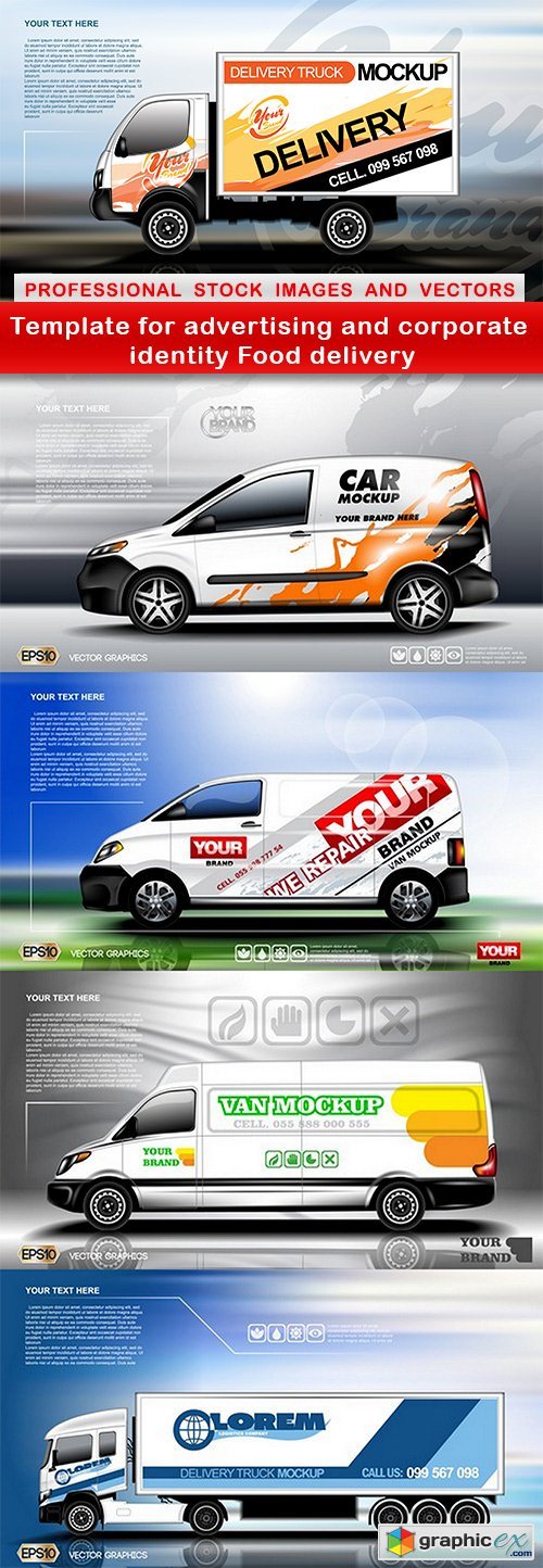 Template for advertising and corporate identity Food delivery - 5 EPS