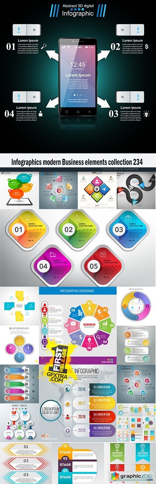 Infographics modern Business elements collection 234