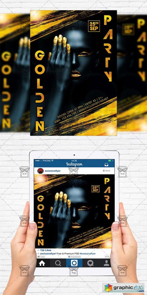 Golden Night - Flyer Template + Instagram Size Flyer