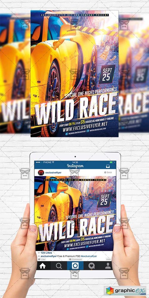 Wild Race - Flyer Template + Instagram Size Flyer