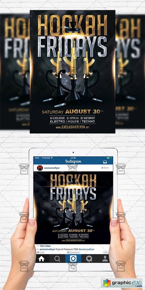 Hookah Fridays - Flyer Template + Instagram Size Flyer