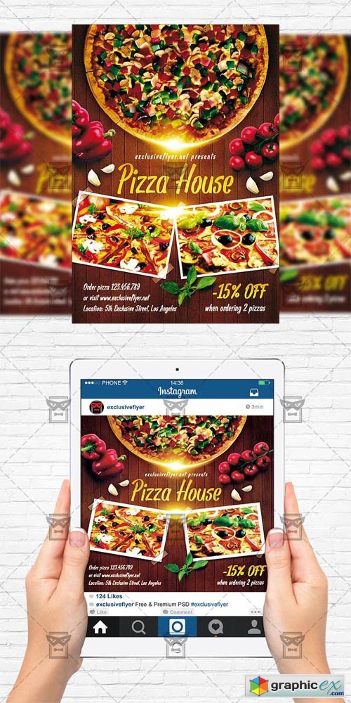 Pizza House - Flyer Template + Instagram Size Flyer