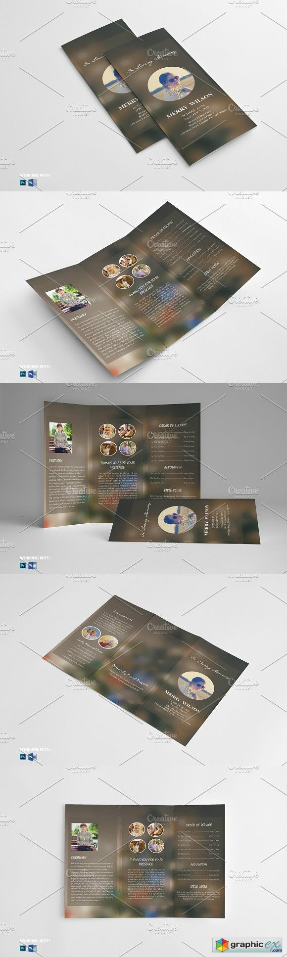 Trifold Funeral Program Template