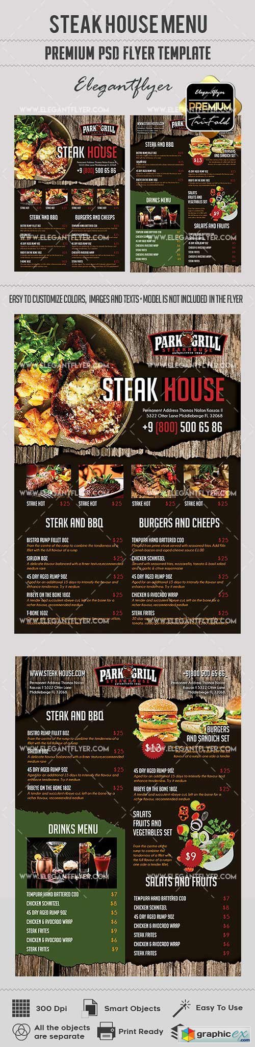Steak House Menu  Premium Flyer PSD Template