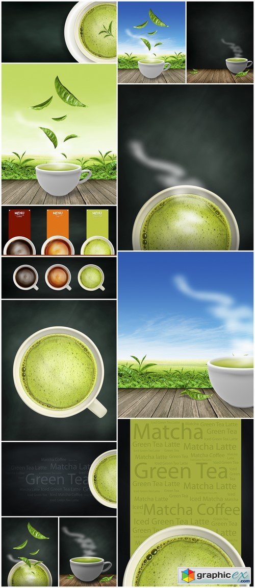 Green tea. Background 13X JPEG