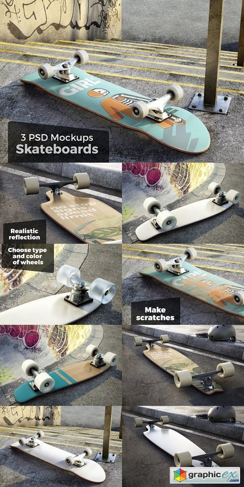3 skateboard mockups