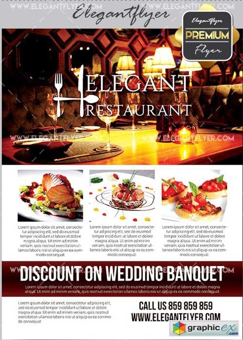 Elegant Restaurant V11 Flyer PSD Template + Facebook Cover
