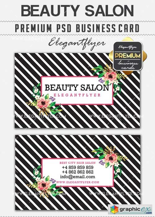 Beaty Salon V3 Premium Business card PSD Template